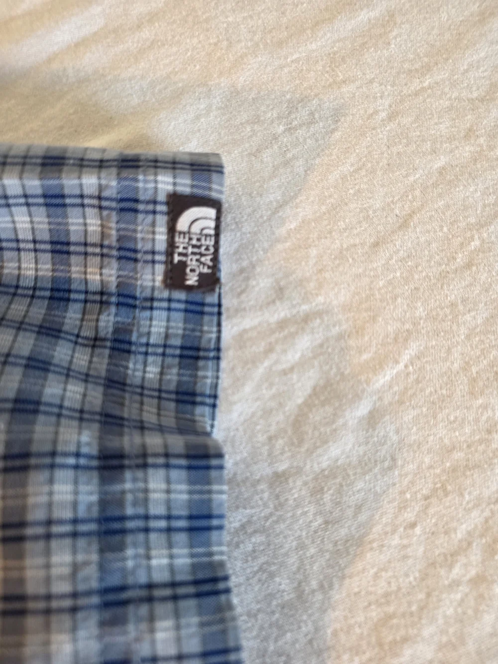 The North Face Blue Plaid Short-Sleeve Button-Up Shirt